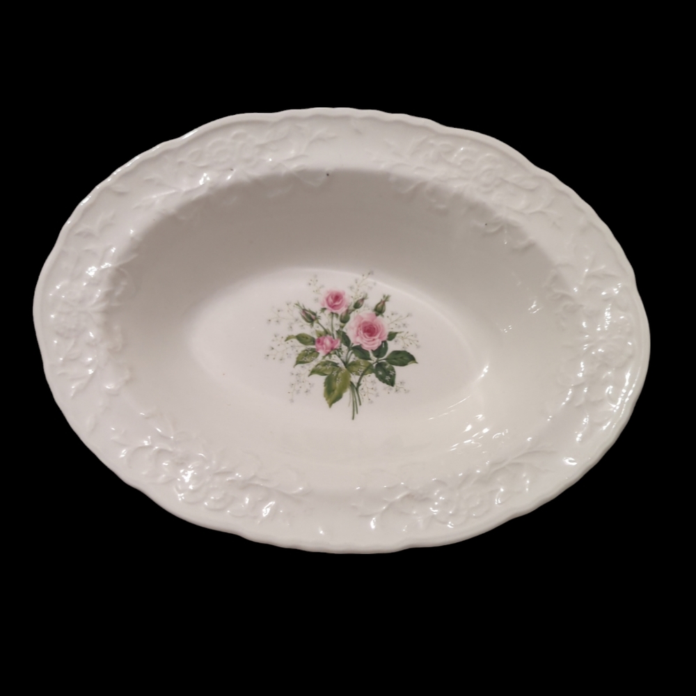Vintage 9 3/4 Rose Point by Steubenville Oval Serving Bowl
